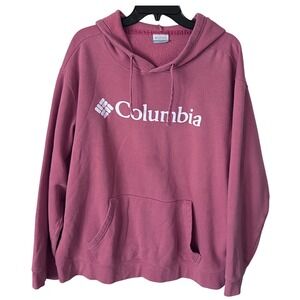 Columbia Mens XXL Heavy Fleece Hoodie‎ Coral Logo Pullover AM5782